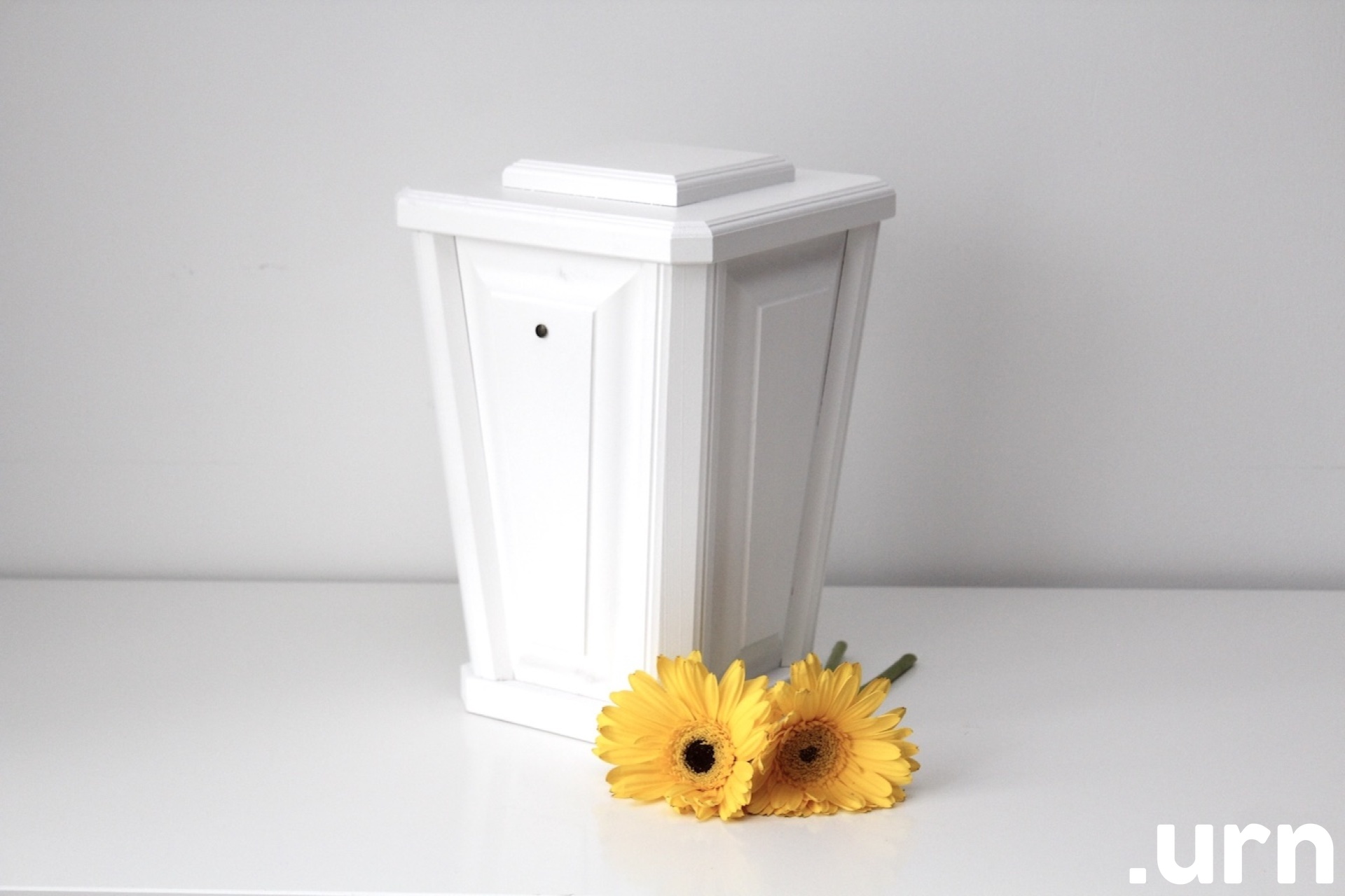 Vaasikujuline Valge Männipuidust Urn 0065